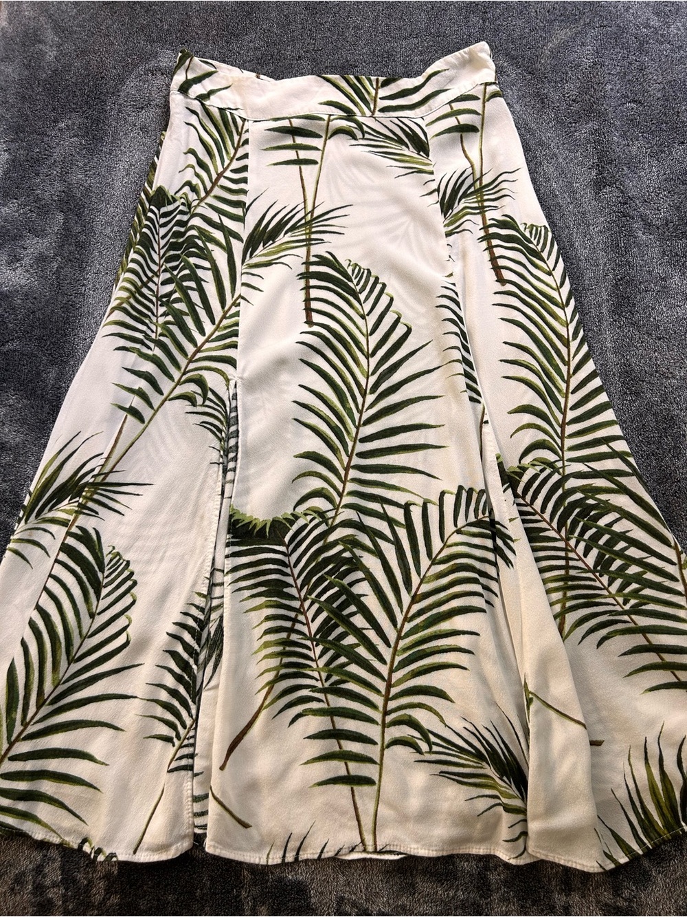 H&M Cream A-Line Skirt with Green Palm Print